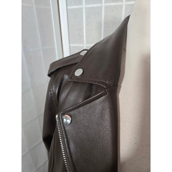 NWT Eloquii Faux Leather Moto Zip Up Short Asymmetrical Jacket Plus Size: 14/16 - Picture 7 of 11